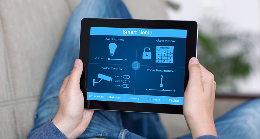 The ability to access and control security components from a mobile device is one of the top smart home trends in Bozeman. Close-up of smart home security app.